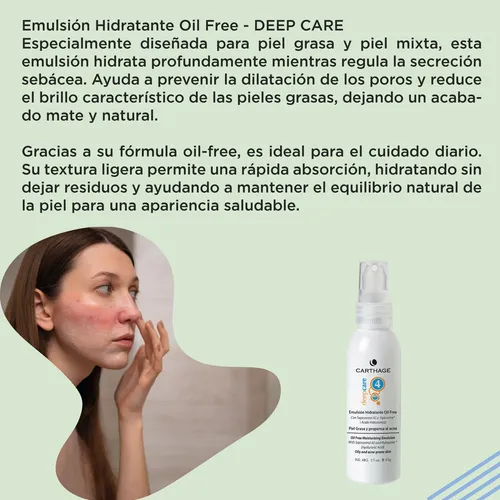 Crema Hidratante Piel Grasa Emulsion Poros Carthage Acne