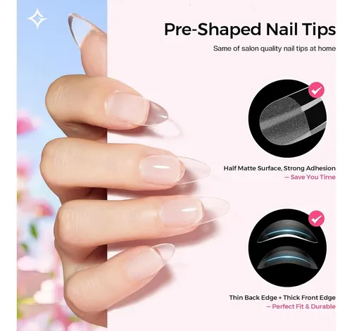 Kit De Extensión De Uñas Glamone: Set De Puntas De Gel Y