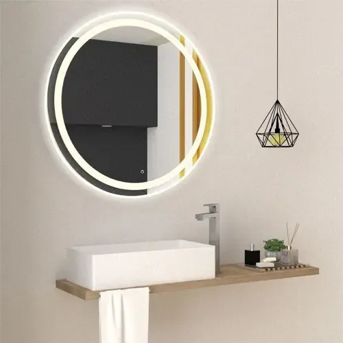 Espejo Circular Malibú, Gris, Con Luz Led Y Touch Color Del Marco Gris