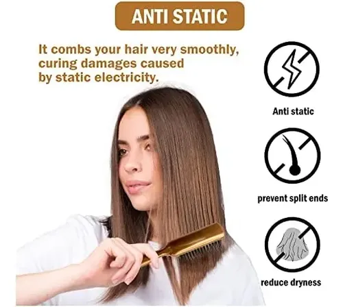 Cepillo Antiestático Para Secador De Pelo, Cepillo De Viaje Marrón.