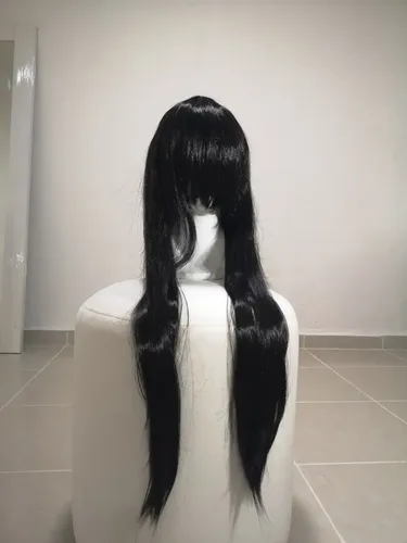 2026 Peluca Negra Lisa (negro Total) Fibra Kanekalon Cosplay