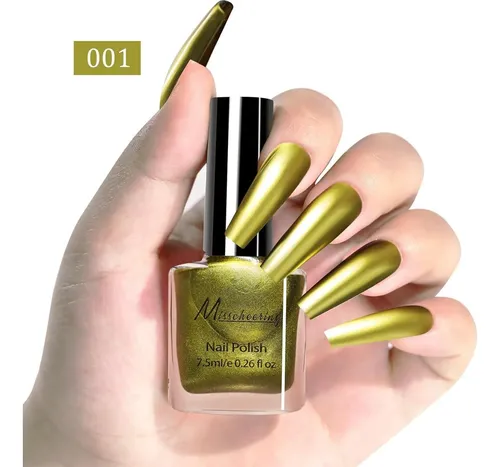 Esmalte De Uñas Espejo Metalizado 12 Colores 001 Gold 7.5
