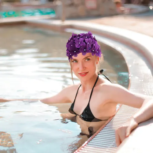 Gorro De Baño Moderno Con Pétalos Florales Y Pétalos