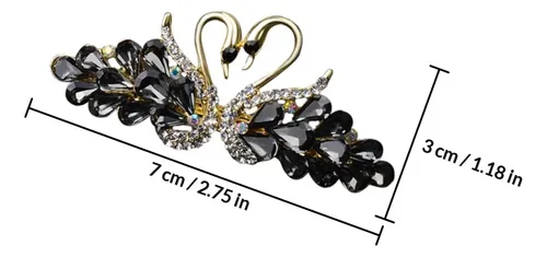 3 Broches De Pelo De Cisne De Cristal Con Diamantes De Imita