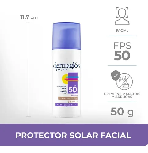 Dermaglós Protector Solar Facial Color Fps 50 Tono Medio