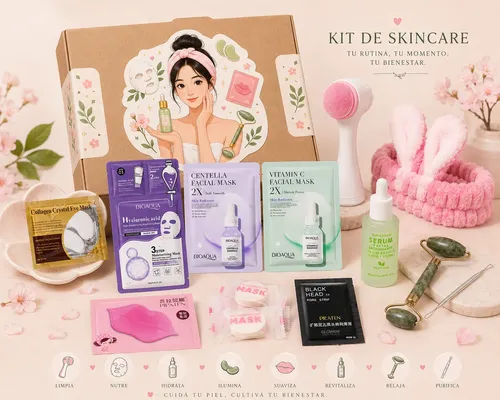 Set Regalo Skincare Caja Roller De Jade Mascarillas Serum