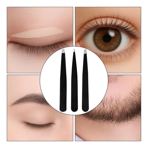 Juego Completo De Pinzas Para Cejas Con Estuche 3 Pieza
