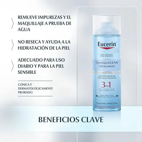 Agua Micelar Eucerin Dermatoclean Hyaluron 3 En 1 200ml
