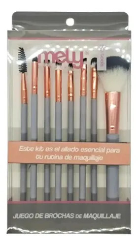 Set 8 Brochas Y Pinceles De Fibra Dual Mely Viral Gris