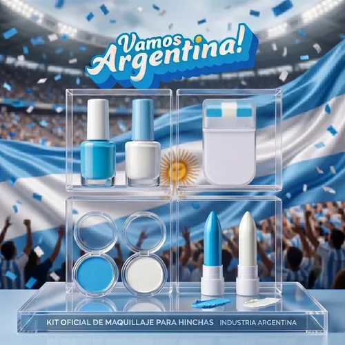 Pintacara Labial Esmalte Argentina Kit X7 Mundial Festejo