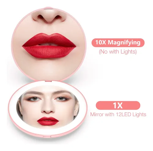 Espejo Compacto Wobsion Espejo Compacto Con Luz 1x/10x Mag