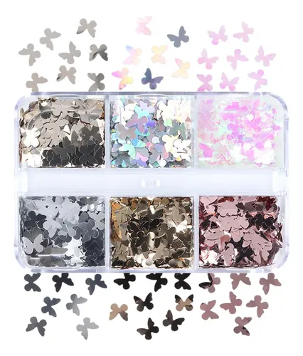 [ 6 Rejillas 3d For Uñas Con Forma De Mariposa, *