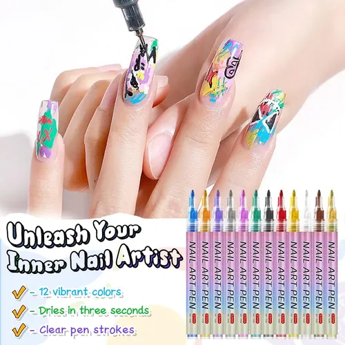 Set 12 Marcadores Para Uñas Colores Secado Rápido