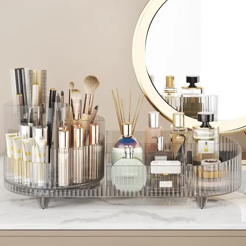 Organizador De Maquillaje Giratorio 360 Cosméticos Plástico Transparente