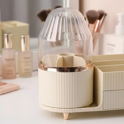 Organizador Maquillaje Giratorio 360° Cajón Tapa Antipolvo