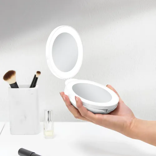 Espejo De Maquillaje Zadro Compact Travel 10×1 Con Iluminaci