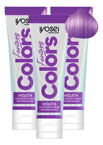 3 Tintura Fantasia Semi Permanente Violeta 60g Iyosei