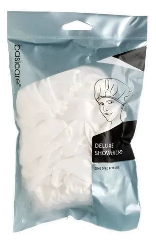 Cofia De Baño Basicare Blanco Nailon Ajustable Resistente Impermeable