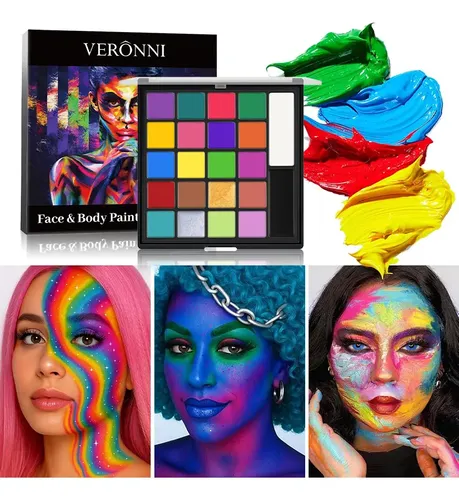 & Kit De Pintura Facial Al Óleo De 22 Colores Con 10 *