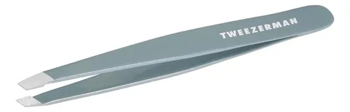 Pinza Para Cejas Tweezerman Mist Blue Slant Acero Inoxidable