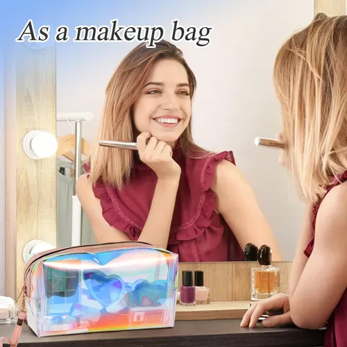 Bolsas De Maquillaje Dunzy Holográficas Iridiscentes Transpa