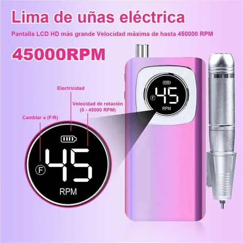 Lima De Uñas Portátil De Alta Potencia Y Máquina Pulidora.