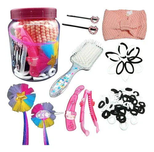 Set Infantil Con Broches Y Colitas De Pelo Para Niñas