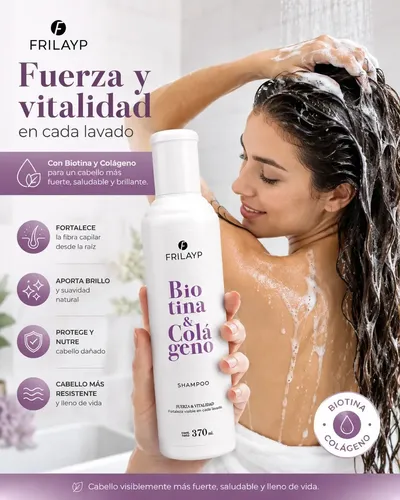 Frilayp Biotina Y Colageno Shampoo X 370 Ml Fortalece