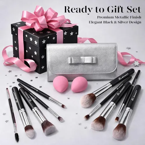 Set De Brochas De Maquillaje Beakey 13 Unidades Estuche Gris