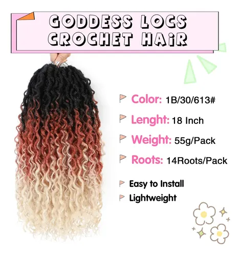 Cabello De Ganchillo Fulcrum Goddess Locs, 18 Pulgadas, 8 Pa