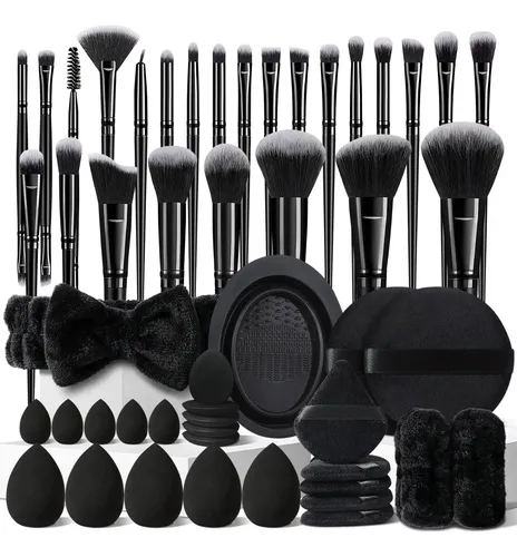 Kit De Maquillaje Negro Hghdbt De 51 Piezas Con Brochas Y Es