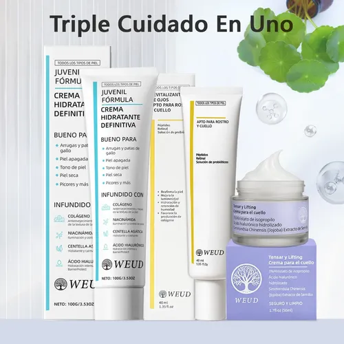 3pc Rutina Anti-arruga Ojos Crema Firme Reparar Piel Facial
