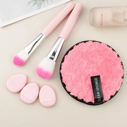 Set De 6 Brochas Y Algodones Para Maquillaje