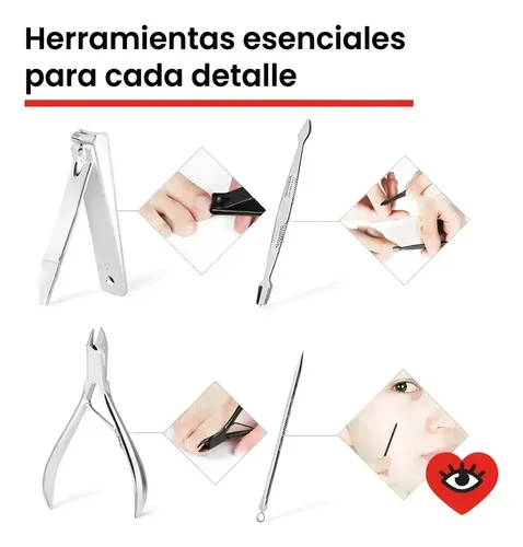 Manicura Pedicura Set 24 Piezas De Acero Inoxidable Estuche Veoquiero