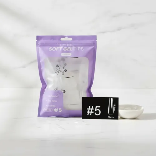 Tips Soft Gel Ballerina (viene Unico Número 5) Transparente