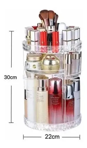 Organizador Giratorio Acrílico Transparente Cosméticos Maquillaje