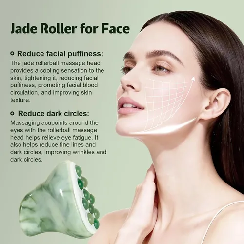 Rodillo Facial De Jade Acmebeauty Con 10 Piedras Naturales