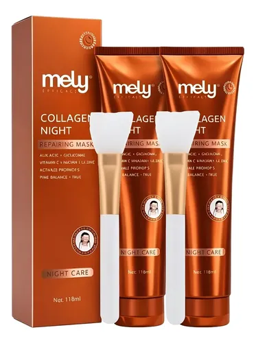2x Mascarilla Facial Colágeno Baby Velo Hidrata Night+pincel