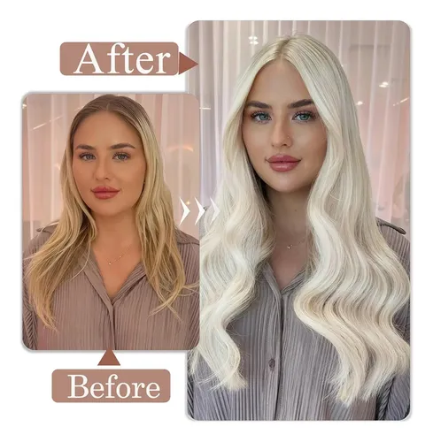 Extensiones De Cabello Natural Rubio Platino 56 Cm, 80g
