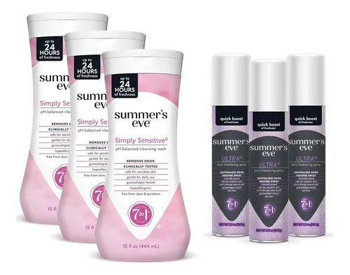 Jabón Y Spray Refrescante Summer’s Eve 3×15 Oz Y 3×2 Oz