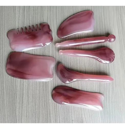 Juego De 7 Piezas De Gua Sha, Material De Resina Natural