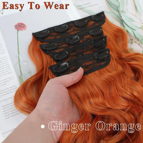 Extensiones Cabello Ondulado Sintetico 50cm 4 Ginger Orange