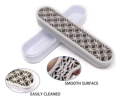 Organizador De Brochas Silicona Gris Claro Para Maquillaje G