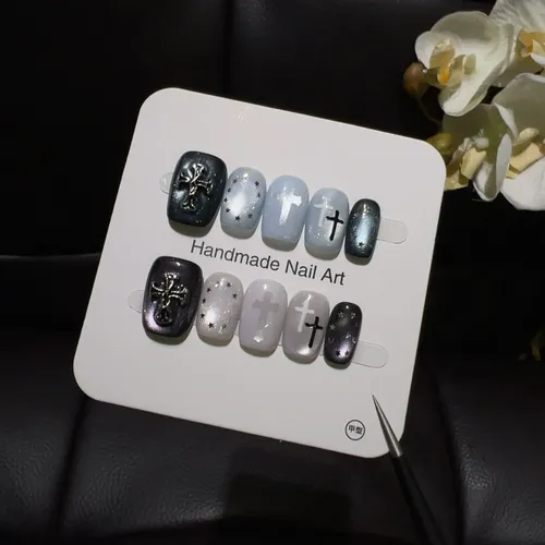 Calidad Superior Parche De Uñas Con Estrella Gris Y Azul