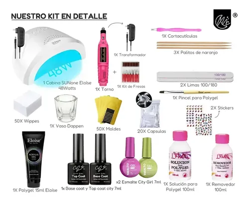 Kit Manicura Uñas Esculpidas Polygel Semipermanente Uv Led