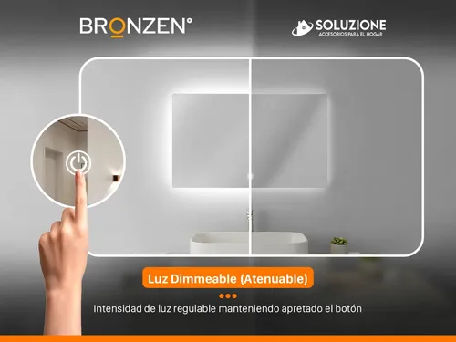 Espejo Luz Led Trasera Horizontal Rectangular 80 X 60 Cm