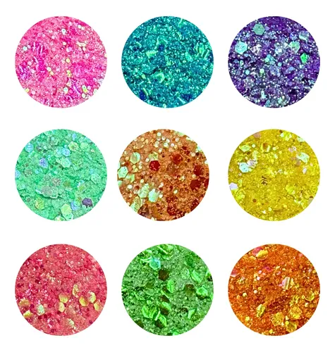 Set Stand Glitter Bar Pastel Strass Stencil Brochas Gel