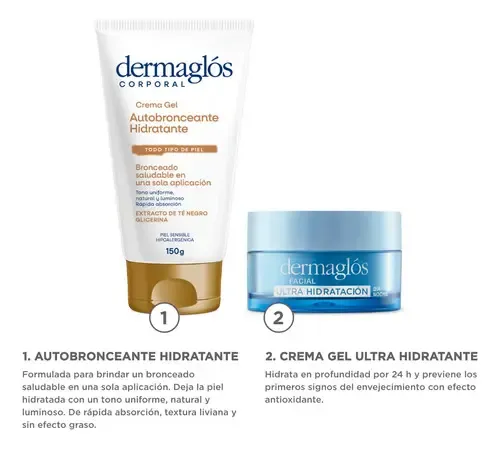 Kit Facial Dermaglós Autobronceante +crema Ultra Hidratacion