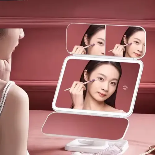 Espejo Maquillaje 3 Modos D Luz Aumento 1x/2x/3x Recargable