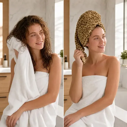Gorra Para Secar El Cabello Con Estampado De Leopardo, Muy V